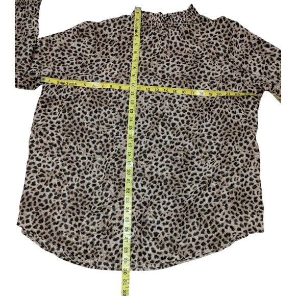 Torrid Women's Leopard Print Long Sleeve Blouse with Smocked Neck & Button Detai - Picture 8 of 12